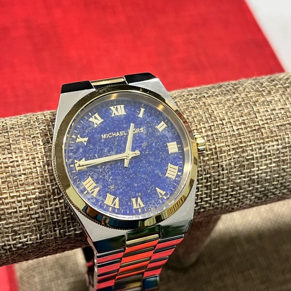 MICHAEL KORS BLUE ‘CHANNING’ PRE-LOVED AUTHENTIC GENUINE LAPIS FACE DESIGN WATCH - Picture 4 of 16